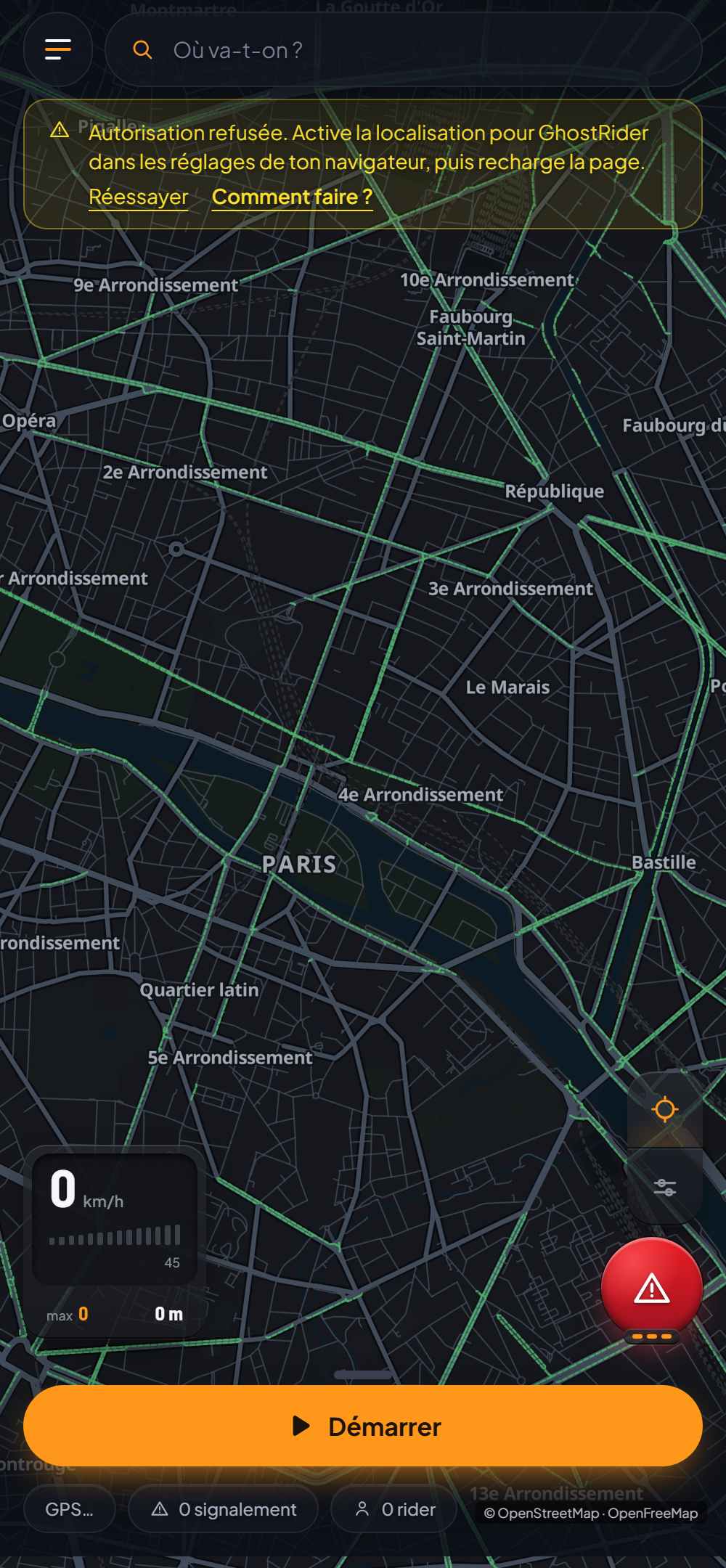 Capture de l'application GhostRider